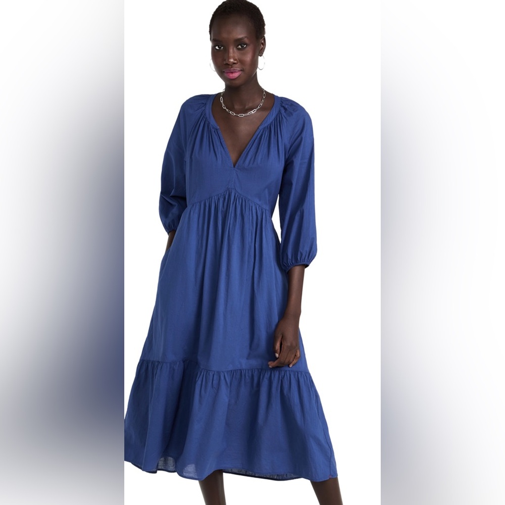 Xirena Sz XS Vie Blue Capri Cotton Tiered Midi Dress
